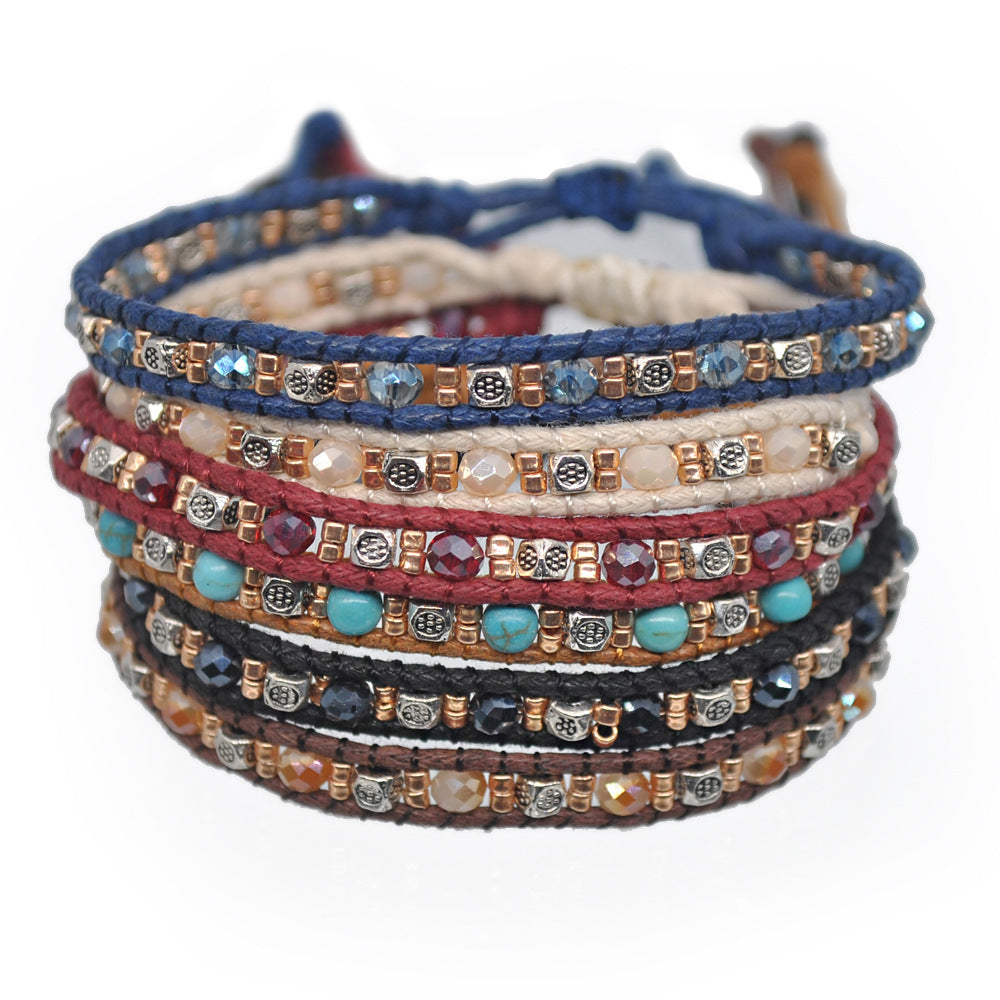 Wholesale  color narrow round double braided rope bracelet